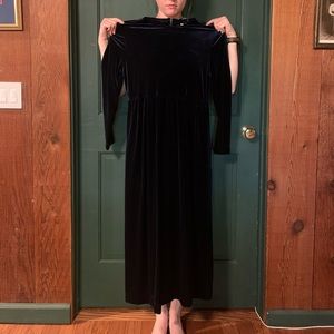 Long Blue Velvet Dress